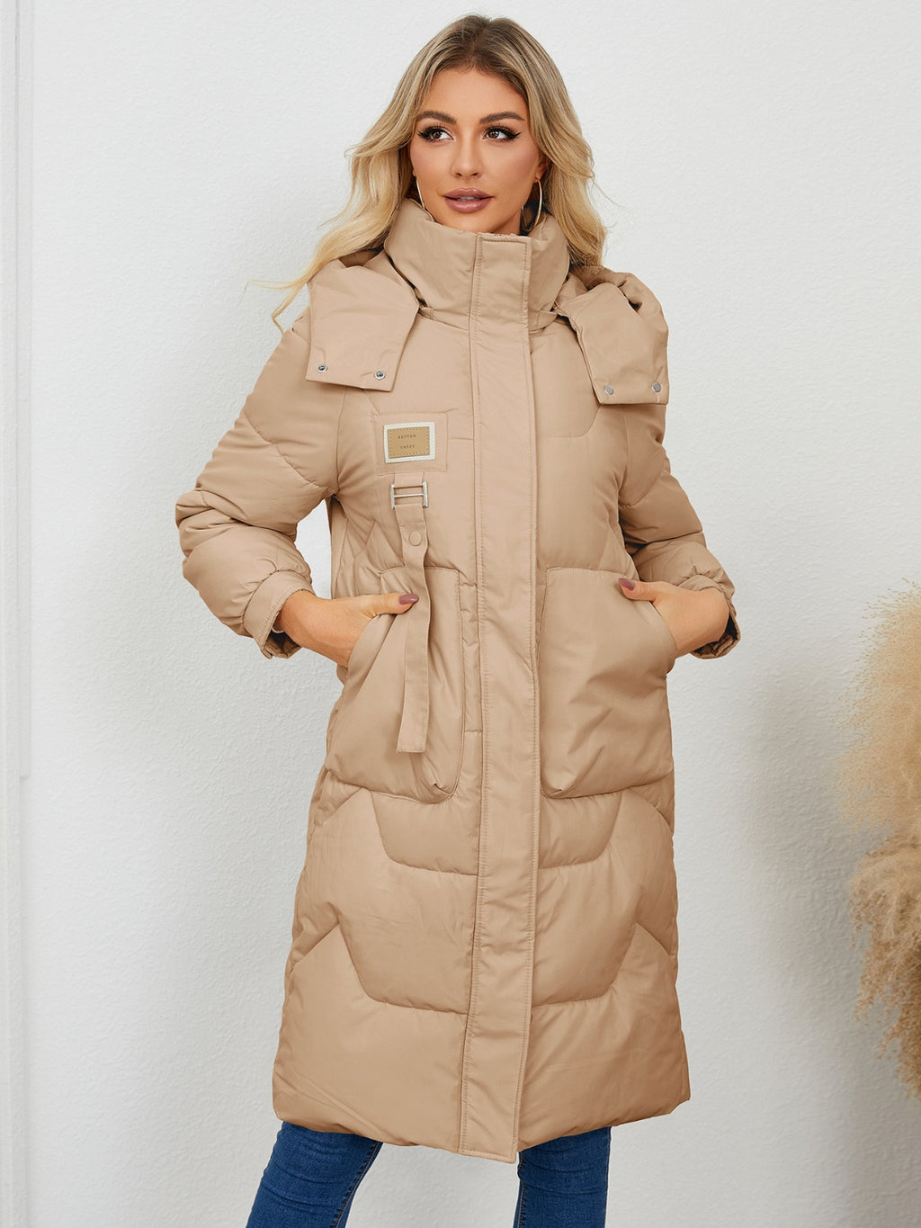 Long Sleeve Longline Hooded Winter Coat - Whispering Desires Shoppe