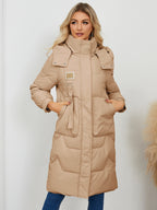 Long Sleeve Longline Hooded Winter Coat - Whispering Desires Shoppe