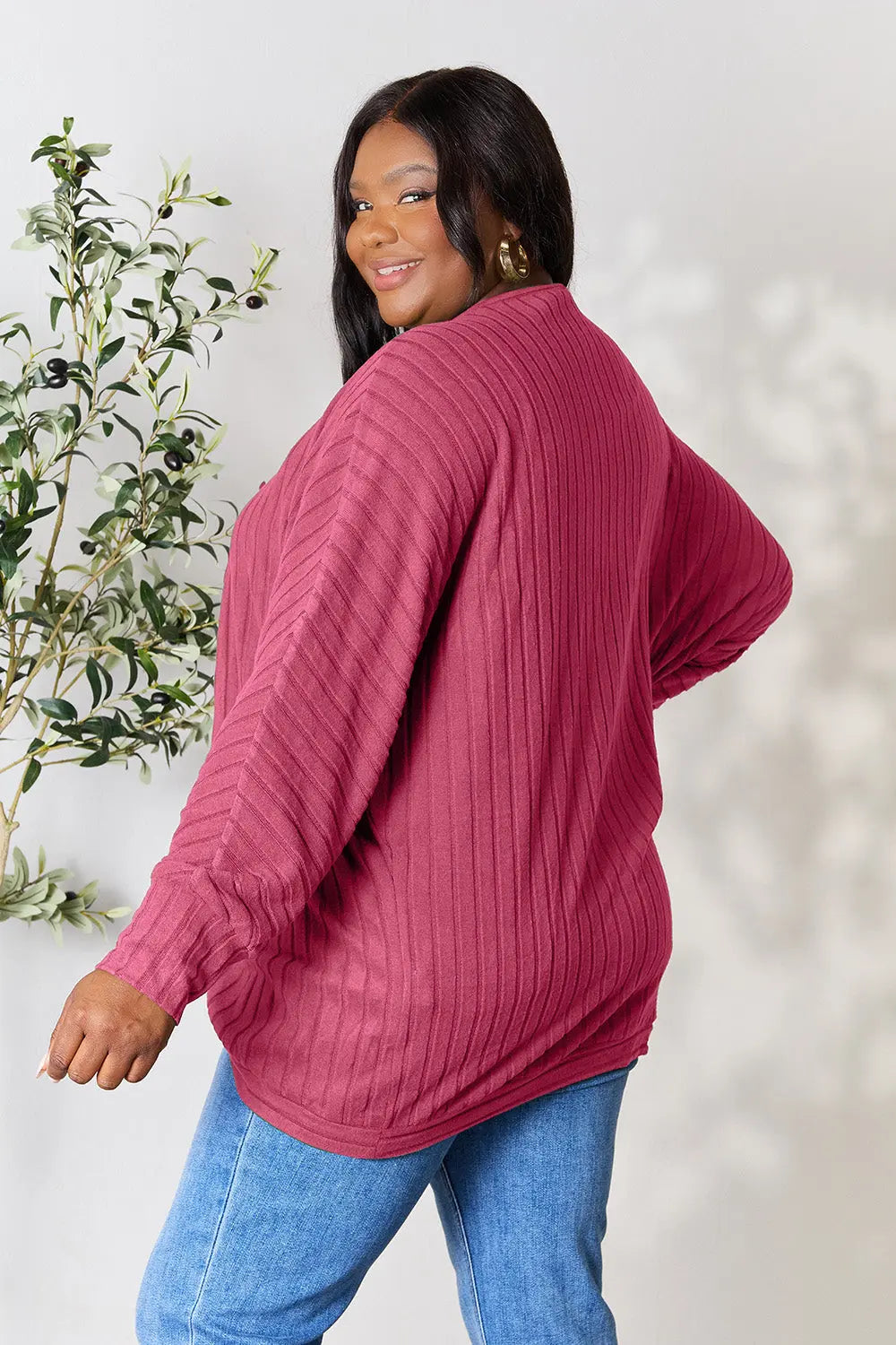 Basic Bae Ribbed Cocoon Cardigan (Full-Size) - Whispering Desires Shoppe