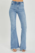 Risen High-Rise Frayed Hem Flare Jeans - Whispering Desires Shoppe