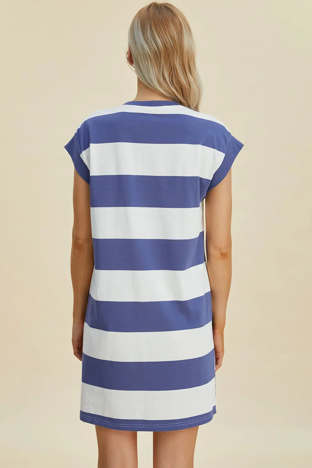 Striped Cap-Sleeve Mini Dress — Cotton-Blend Comfort - Whispering Desires Shoppe