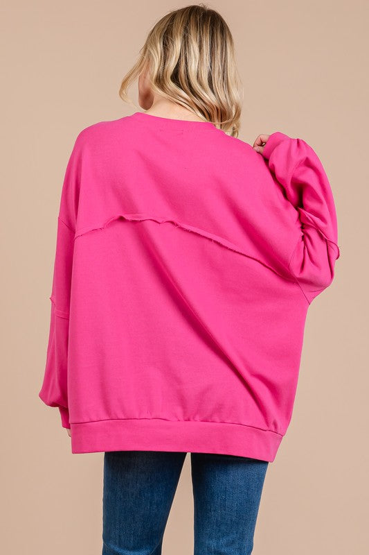 Ces Femme Exposed Seam Long Sleeve Sweatshirt - Whispering Desires Shoppe