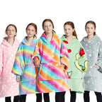 Kids Unisex Winter Warm Double Layers Sherpa Fleece TV Pocket Hoodies Blanket Hoodie Snuggle with Sleeves eprolo