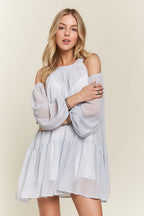 ADORA Cold Shoulder Balloon Sleeve Mini Dress - Whispering Desires Shoppe