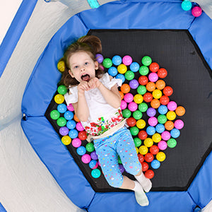 55'' Toddlers Trampoline with Safety Enclosure Net and Balls, Indoor Outdoor Mini Trampoline for Kids eprolo