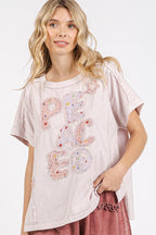 Mittoshop PEACE Round Neck Short Sleeve T-Shirt - Whispering Desires Shoppe