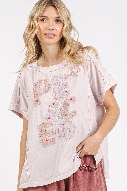 Mittoshop PEACE Round Neck Short Sleeve T-Shirt - Whispering Desires Shoppe