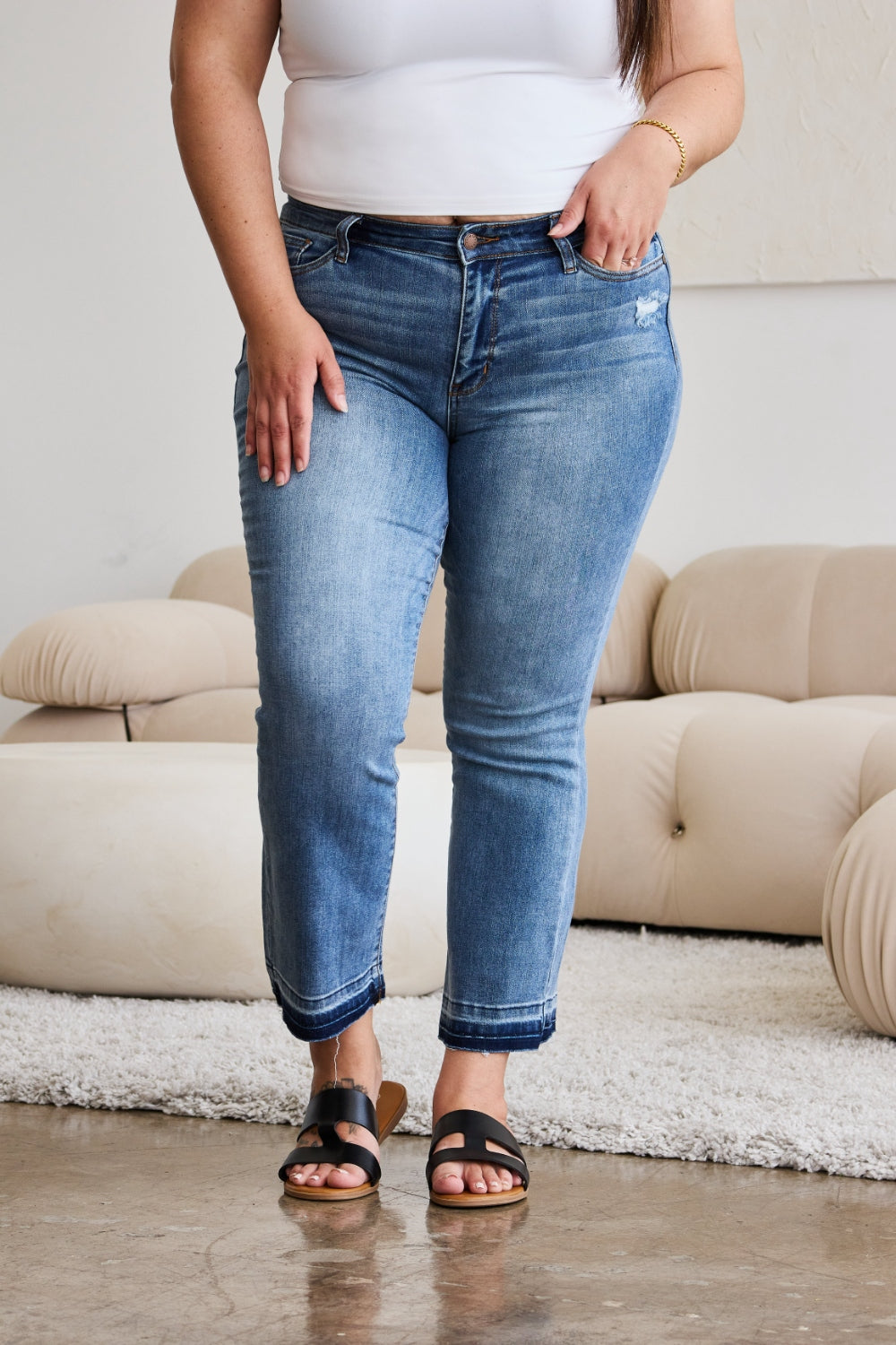 Judy Blue Release-Hem Cropped Bootcut Jeans - Whispering Desires Shoppe