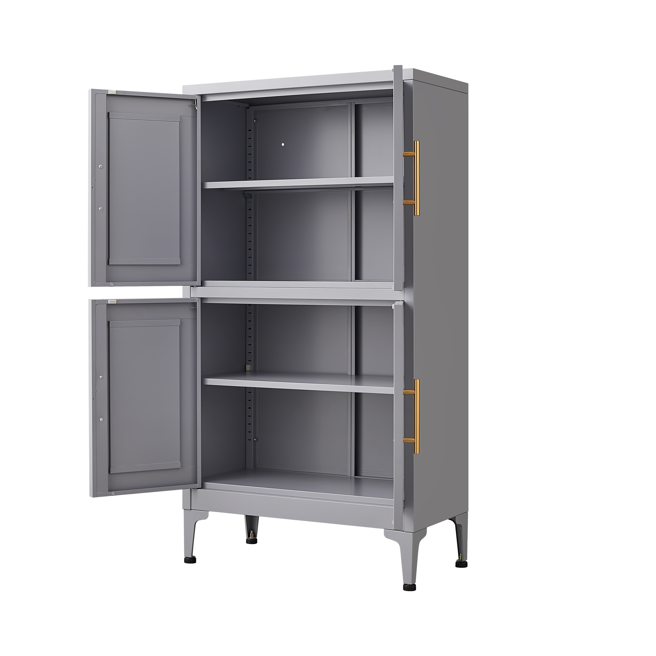 Grey metal kitchen storage cabinet, kitchen pantry storage cabinet with door and shelf, adjustable leveling feet eprolo