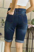 ADORA Distressed Denim Shorts with Pockets - Whispering Desires Shoppe