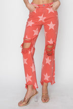 RISEN Star Distressed Raw-Hem Jeans - Whispering Desires Shoppe