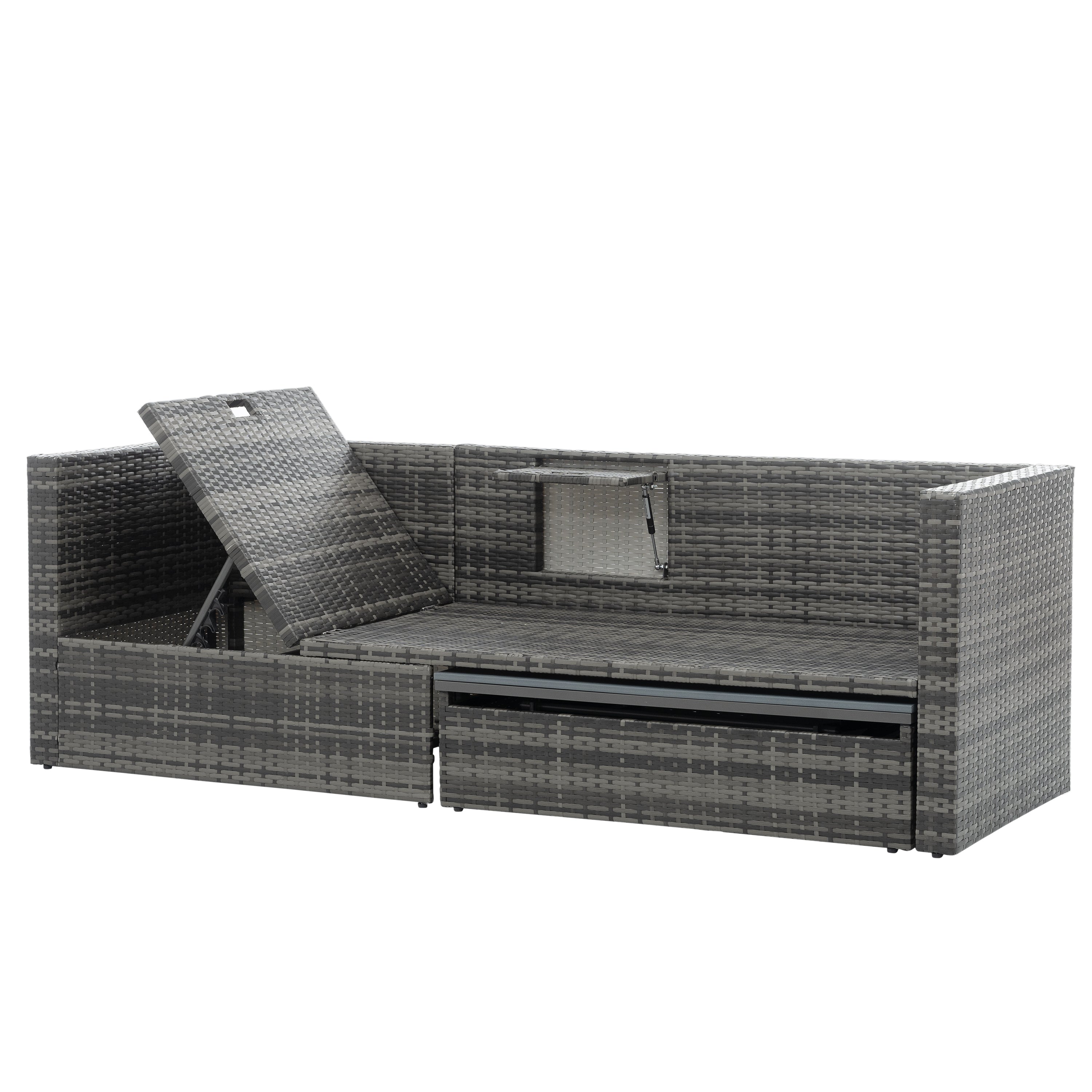 Patio Furniture, Outdoor Furniture, Seasonal PE Wicker Furniture,5 Set Wicker Furniture With Plywood Coffee Table eprolo