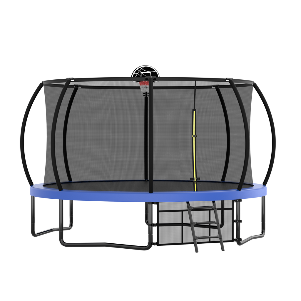 12FT Recreational Kids Trampoline with Safety Enclosure Net & Ladder, Outdoor Recreational Trampolines eprolo