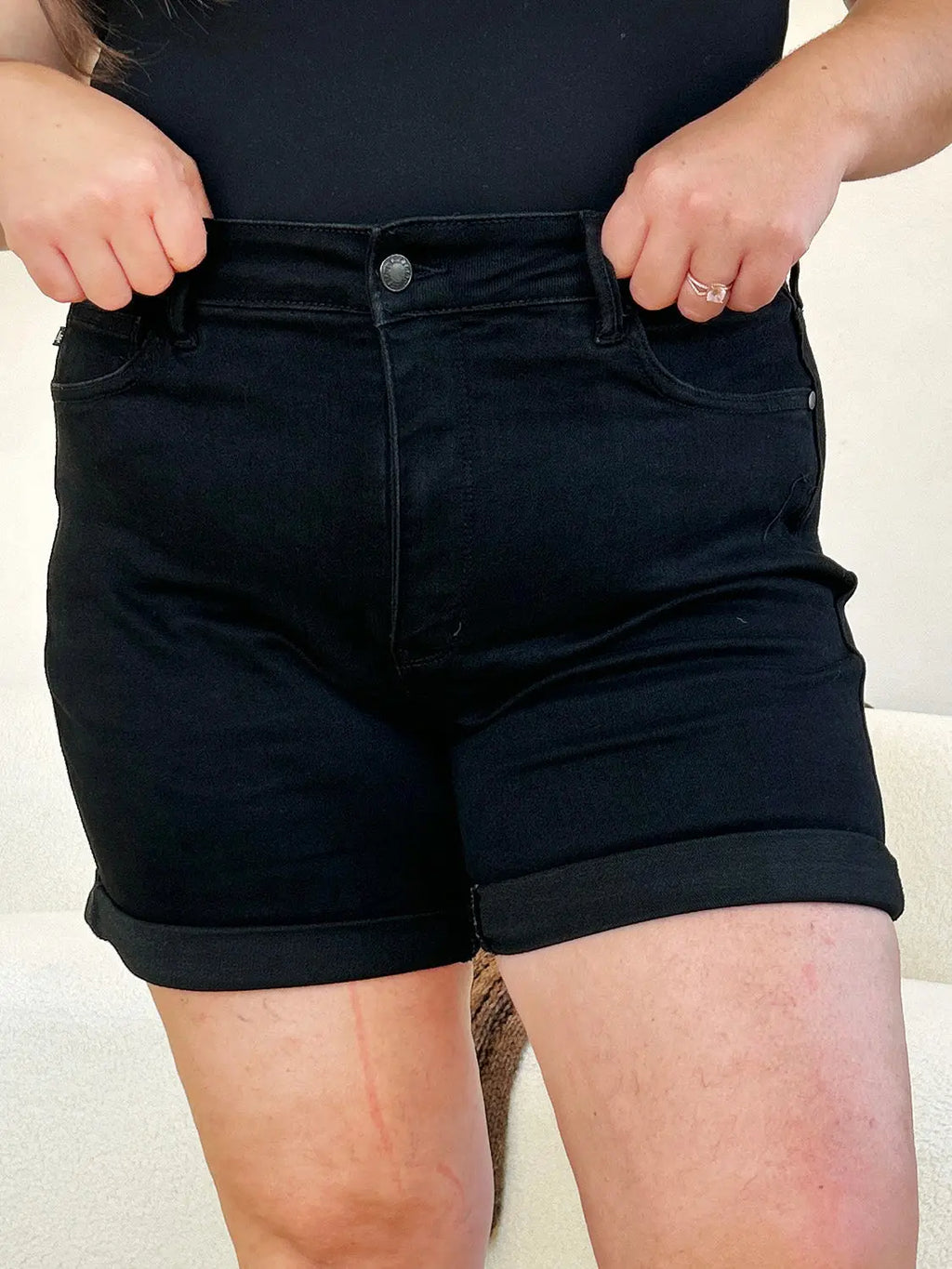 Judy Blue High Waist Tummy Control Cuffed Denim Shorts - Whispering Desires Shoppe