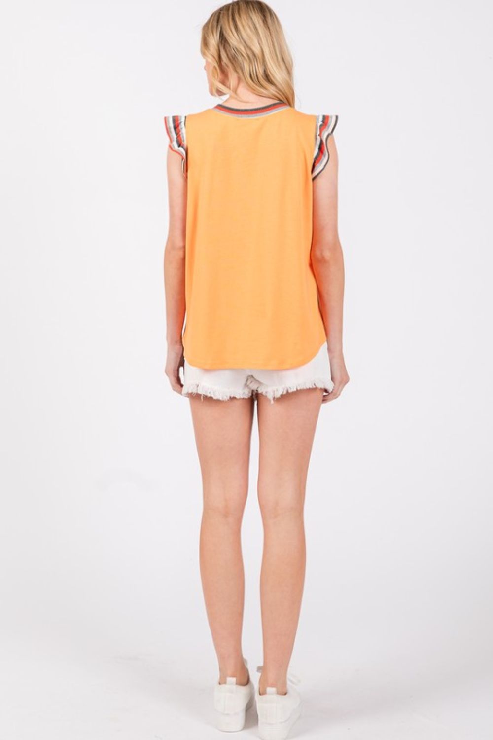 Ces Femme Contrast Striped Sleeveless Round Neck Top - Whispering Desires Shoppe
