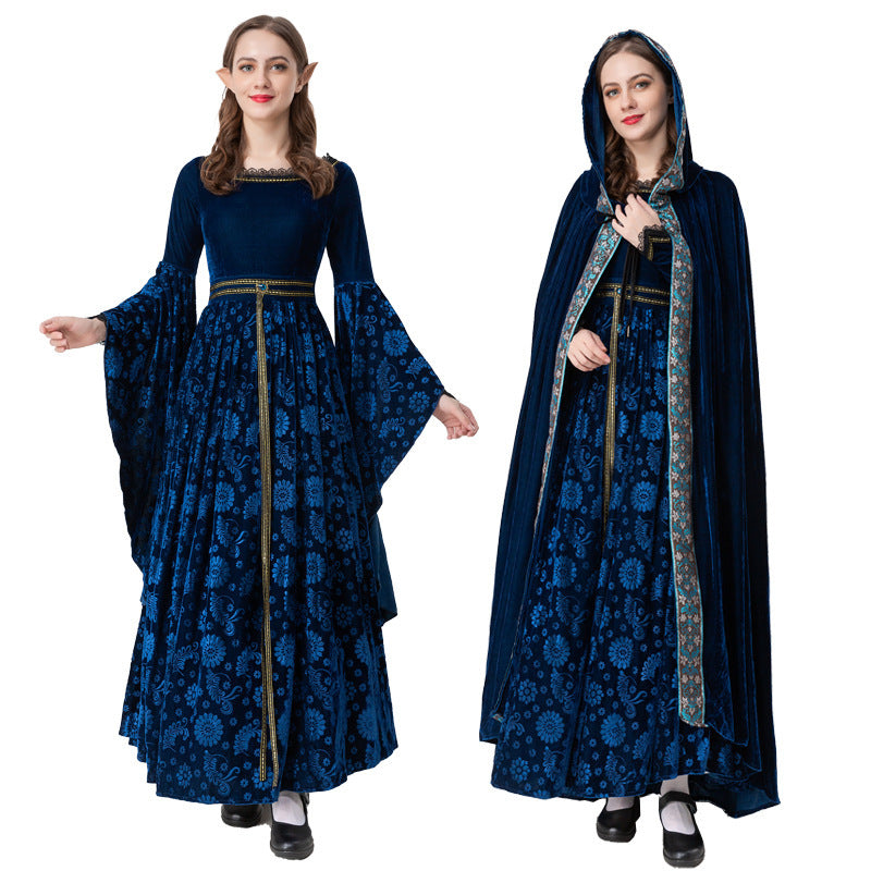 S-XL HalloweenMedieval Vintage Court Dress Cosplay Witch Stage Performance Costume eprolo
