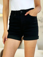 Judy Blue High Waist Tummy Control Cuffed Denim Shorts - Whispering Desires Shoppe