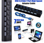 7PORT USB3.0 EXTERNAL HUB HIGH SPEED WITH POWER ADAPTER - Whispering Desires Shoppe