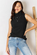 Basic Bae Ribbed Turtleneck Tank — Stretch Knit - Whispering Desires Shoppe