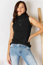 Basic Bae Ribbed Turtleneck Tank — Stretch Knit - Whispering Desires Shoppe