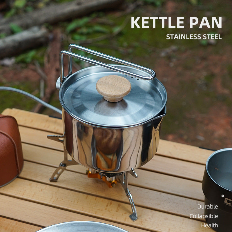 Outdoor Multi-Function 304 Stainless Steel Kettle Mountaineering Portable Coffee Pot Foldable Fishing Camping Pot Teapot eprolo
