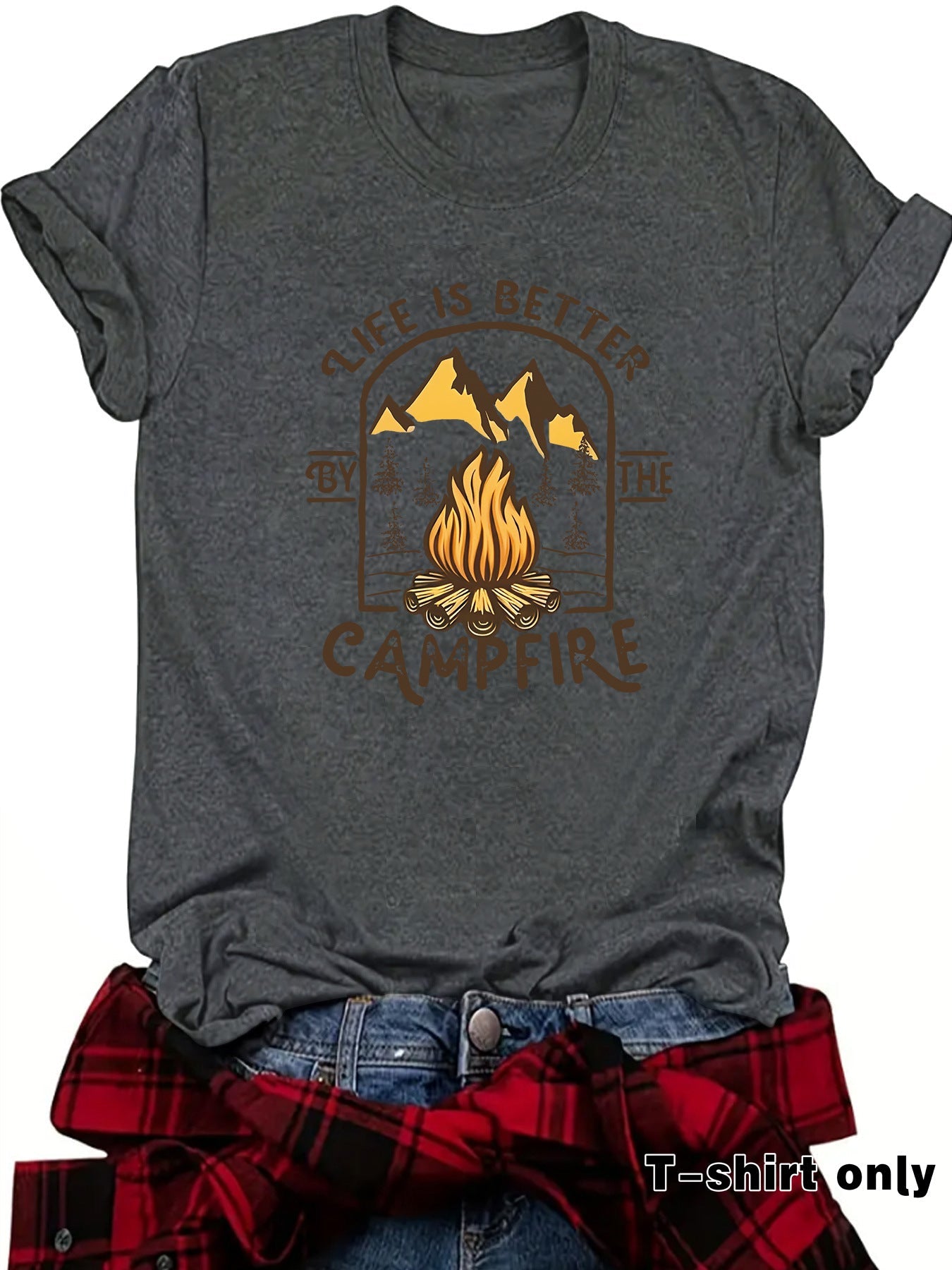 Camping pattern printed short sleeved shirt eprolo