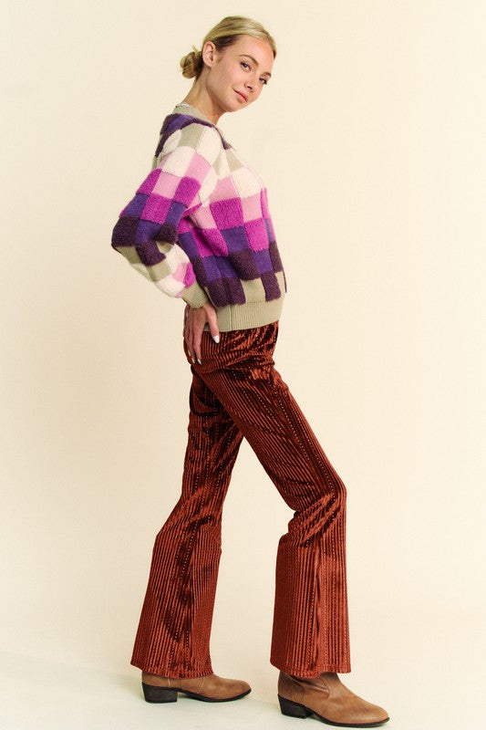 Davi & Dani Elastic Waist Knit Flare Pants - Whispering Desires Shoppe