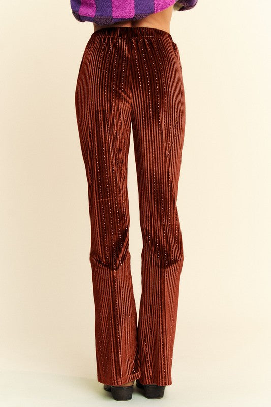 Davi & Dani Elastic Waist Knit Flare Pants - Whispering Desires Shoppe