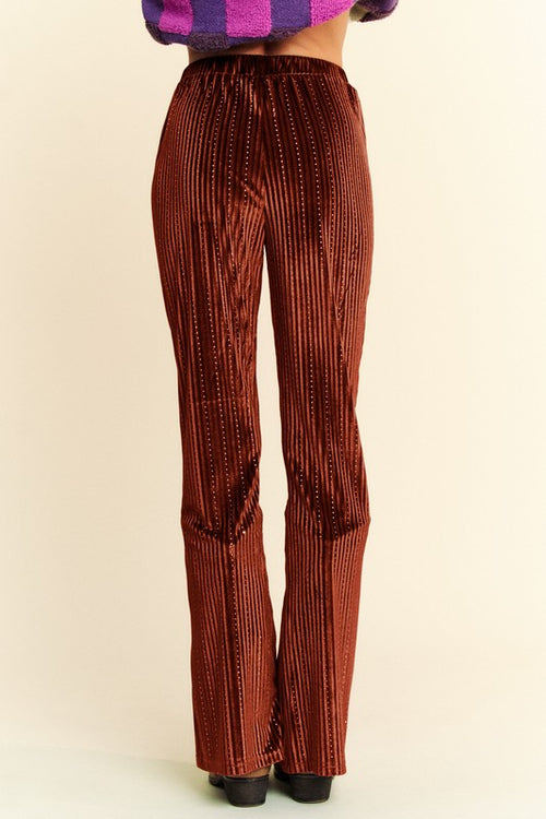 Davi & Dani Elastic Waist Knit Flare Pants - Whispering Desires Shoppe