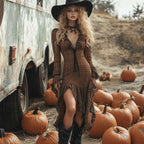Style Plaid Long Sleeve Ruffle Dress with Fit and Flare Silhouette eprolo