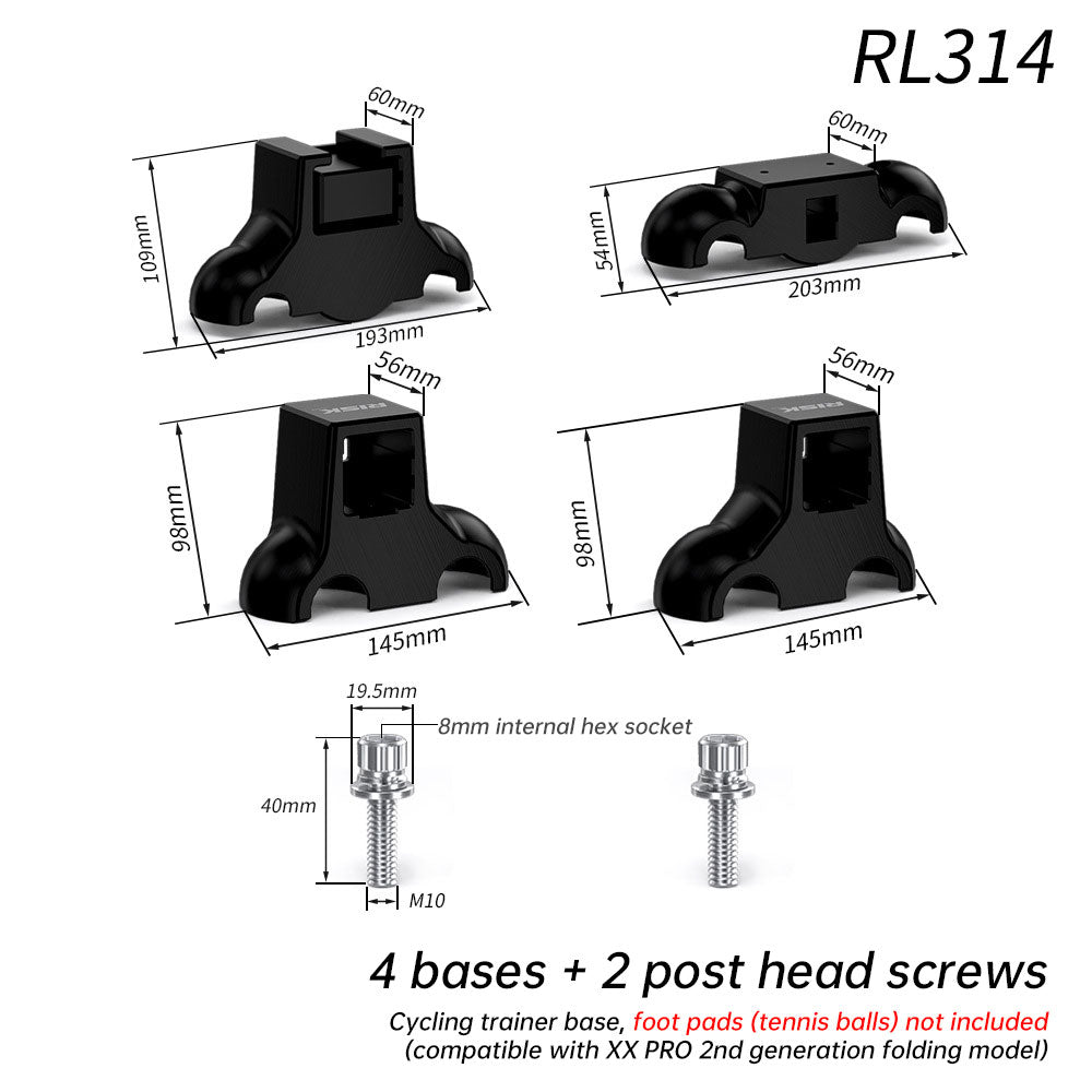 RISK Cycling Bike Damping Pads, Smart Trainer Support Base, Tennis Ball Feet for X2 / X2 MAX / XX PRO. eprolo