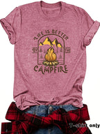 Camping pattern printed short sleeved shirt eprolo