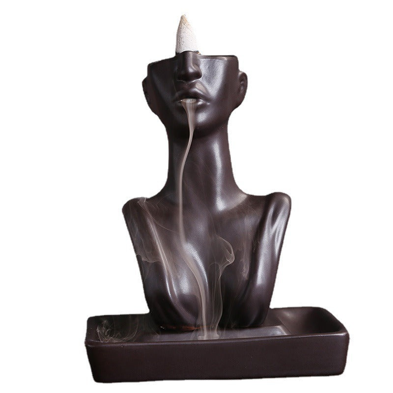 Ceramic Beauty Statue Backflow Incense Burner Creative Beauty Sandalwood Cigarette Backflow Incense Burner Home Decoration eprolo