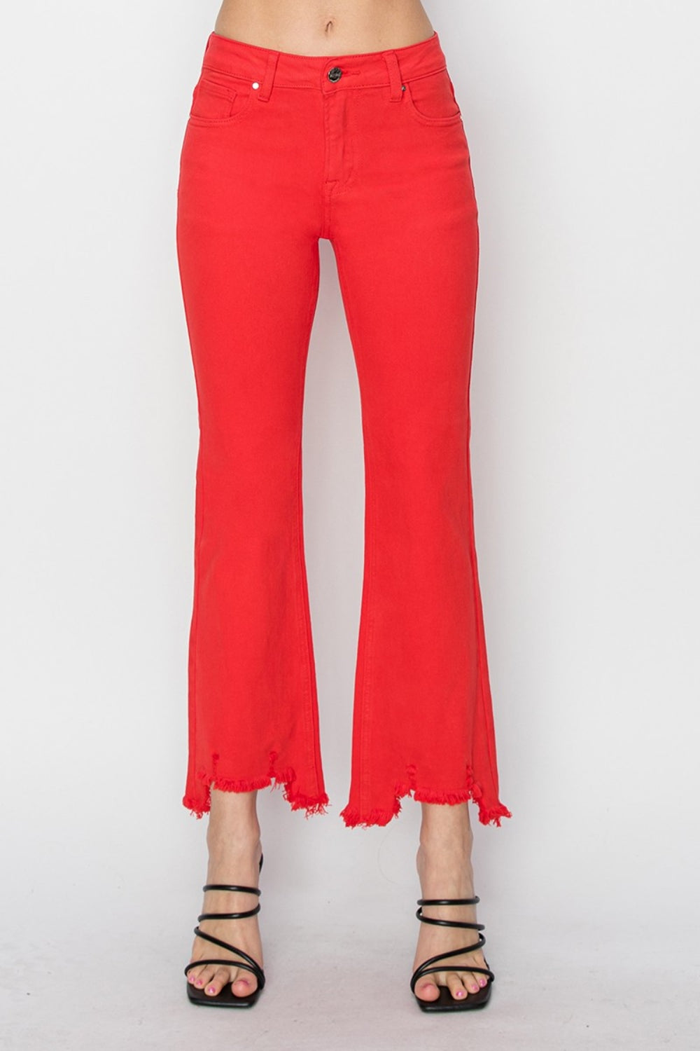 RISEN Mid Rise Step-Hem Cropped Pants — Stretch Cotton - Whispering Desires Shoppe