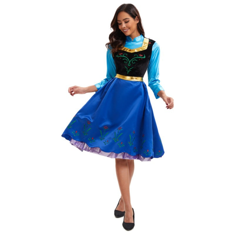 S-4XL Halloween Costume Queen Performance Dress Frozen Cosplay Anna Dress Role Play eprolo