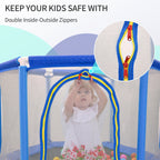 55'' Toddlers Trampoline with Safety Enclosure Net and Balls, Indoor Outdoor Mini Trampoline for Kids eprolo