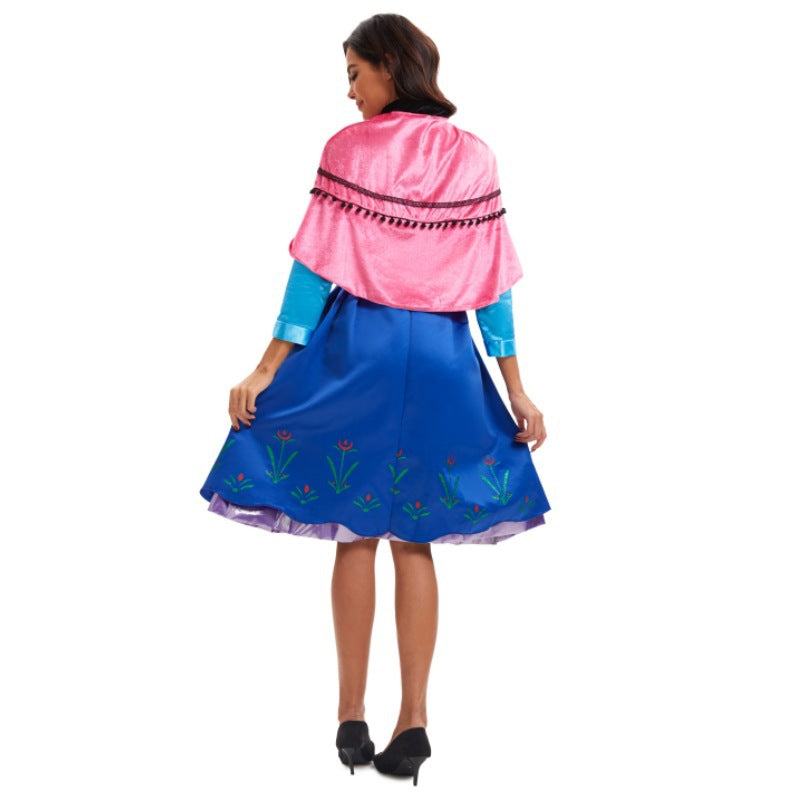 S-4XL Halloween Costume Queen Performance Dress Frozen Cosplay Anna Dress Role Play eprolo