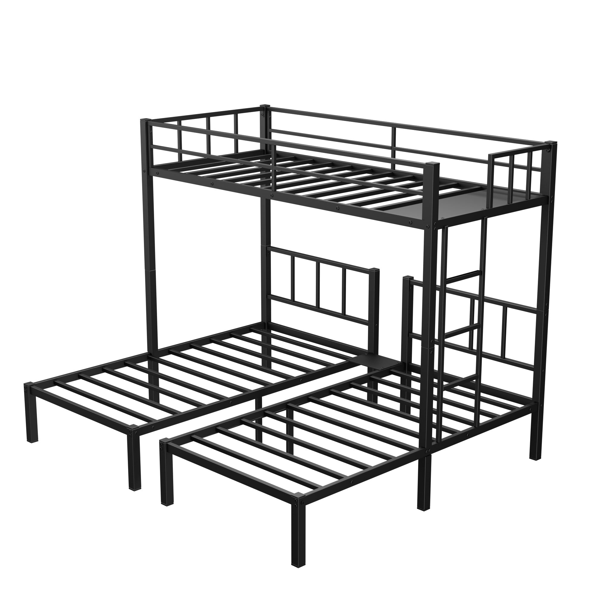 Twin over Twin & Twin Bunk Beds for 3, Twin XL over Twin & Twin Bunk Bed Metal Triple Bunk Bed, Black eprolo