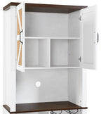 76 Inch Tall Farmhouse Kitchen Faux Rattan Wine Cabinet, Kitchen Bar Cabinet with Square Compartments and Shelves eprolo