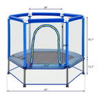55'' Toddlers Trampoline with Safety Enclosure Net and Balls, Indoor Outdoor Mini Trampoline for Kids eprolo