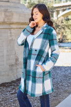 Double Take Full-Size Plaid Lapel Coat - Whispering Desires Shoppe
