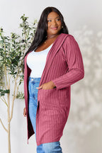 Basic Bae Pocketed Longline Hooded Cardigan - Whispering Desires Shoppe