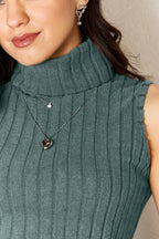 Basic Bae Ribbed Turtleneck Tank — Stretch Knit - Whispering Desires Shoppe