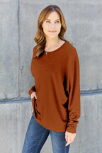 Double Take Full-Size Long Sleeve Round Neck Tee - Whispering Desires Shoppe