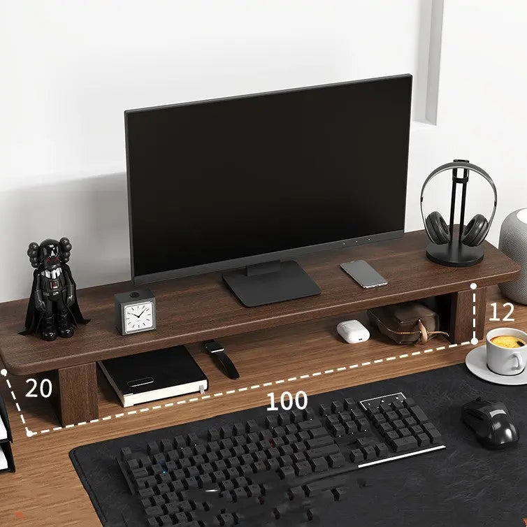 Computer Monitor Heightening Frame Office Desktop Shelf Shelving Solid Wood Storage Bracket - Whispering Desires Shoppe