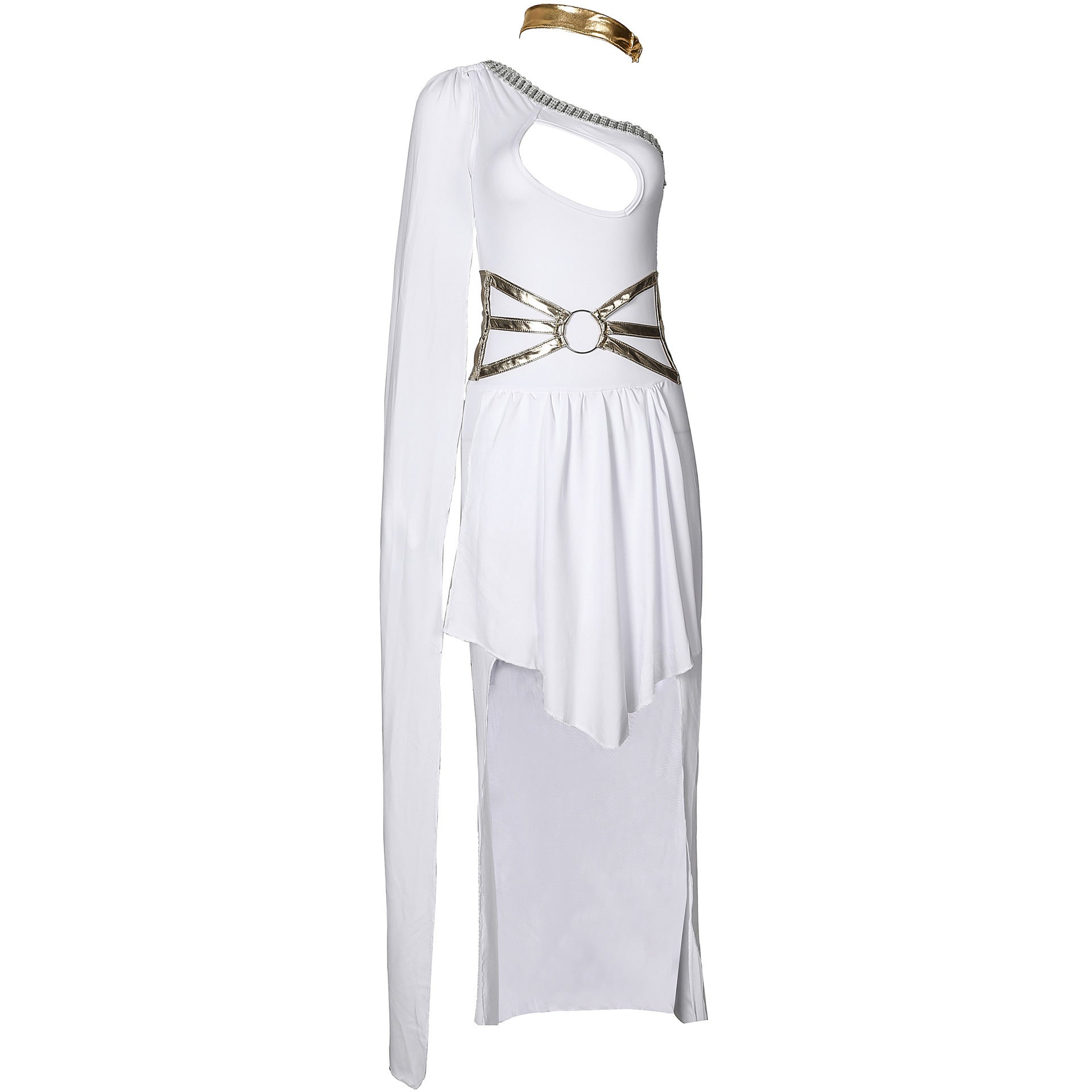 Single Shoulder Greek Goddess Halloween Costume Egyptian Queen Theme Party Dress Stage Performance Gown S-XL eprolo