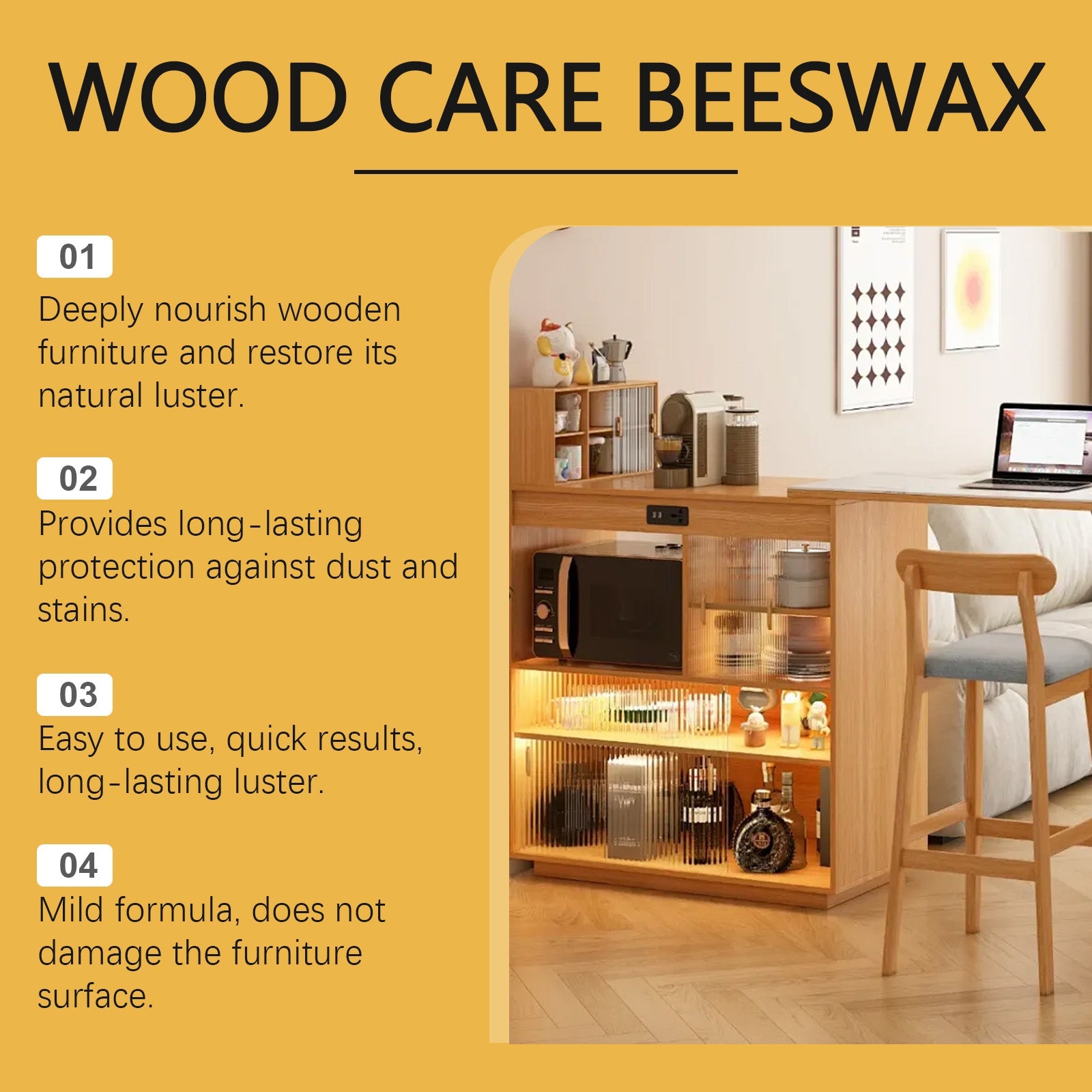 Beeswax Furniture Polishing Paste, Multi-Purpose Beeswax Home Cleaning And Maintenance Furniture Care Polish eprolo