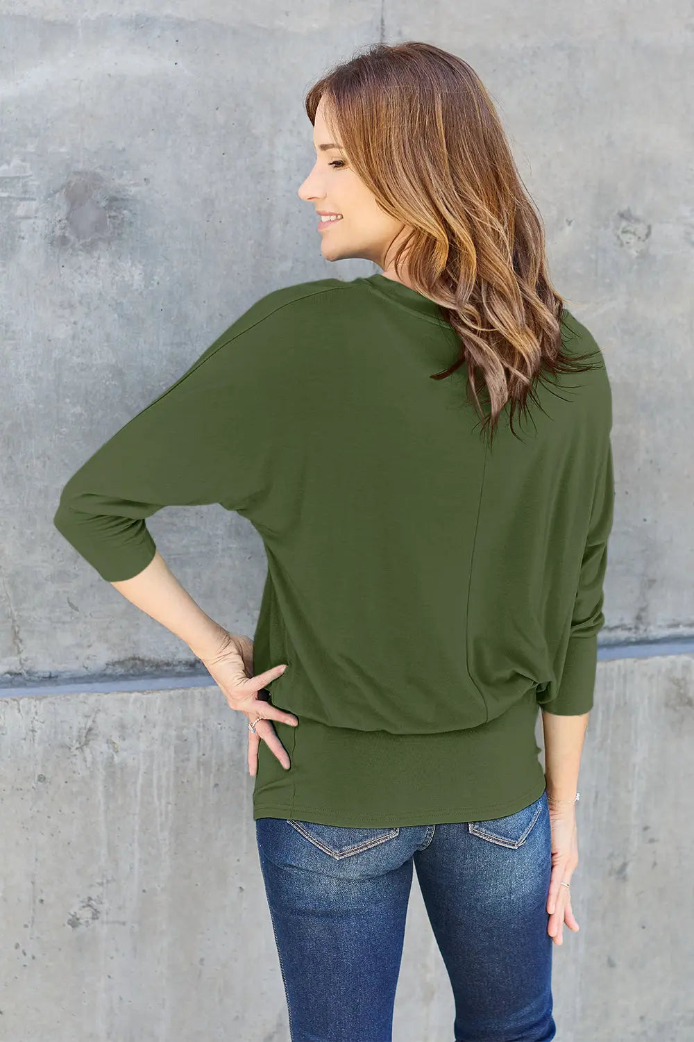 Basic Bae Batwing Sleeve Round Neck Top - Whispering Desires Shoppe