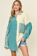 Double Take Textured Cotton Button-Up Shirt - Whispering Desires Shoppe
