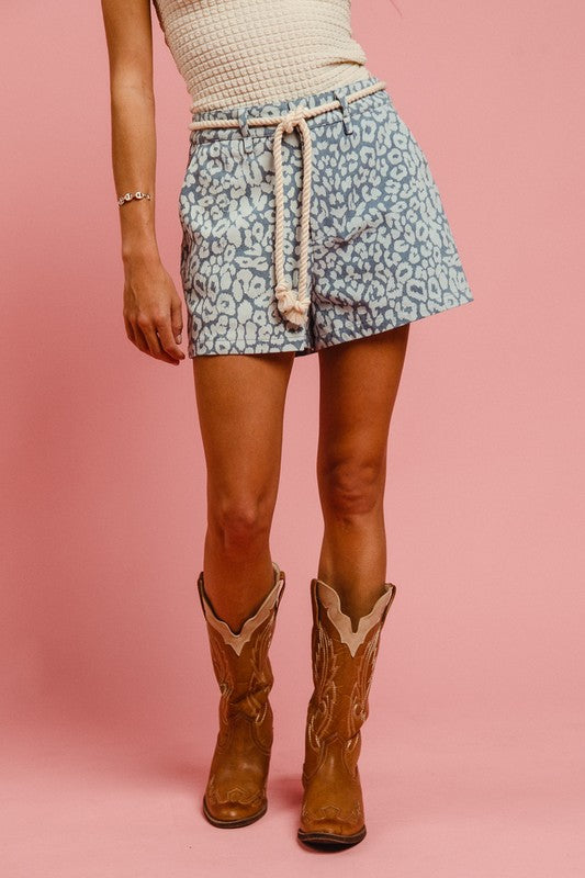 BiBi Rope Belt Leopard Shorts - Whispering Desires Shoppe